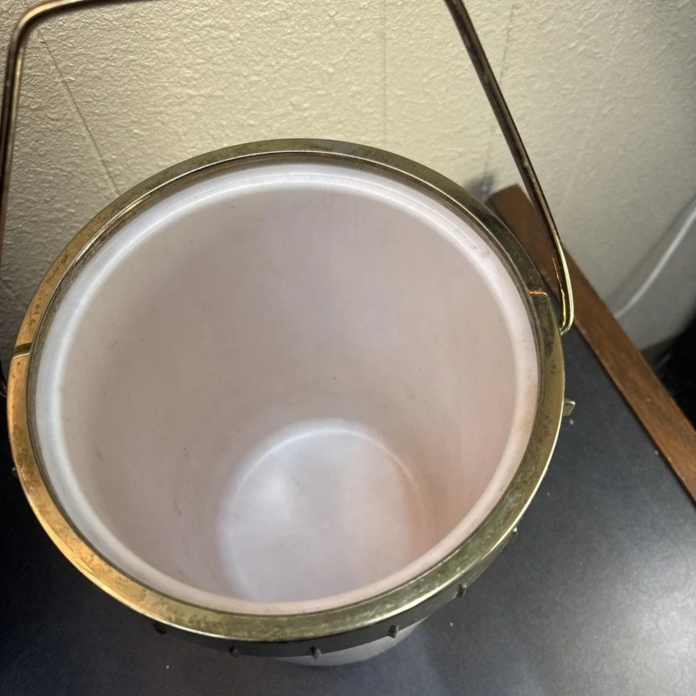 Vtg~Plas-Tex Corp Los Angeles CA Ice Bucket Cream Double Wall MidCentury